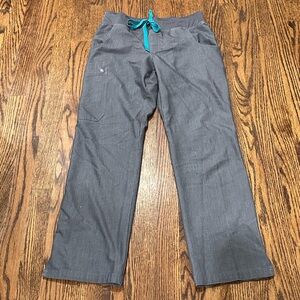 Gray Pants with Teal Drawstring